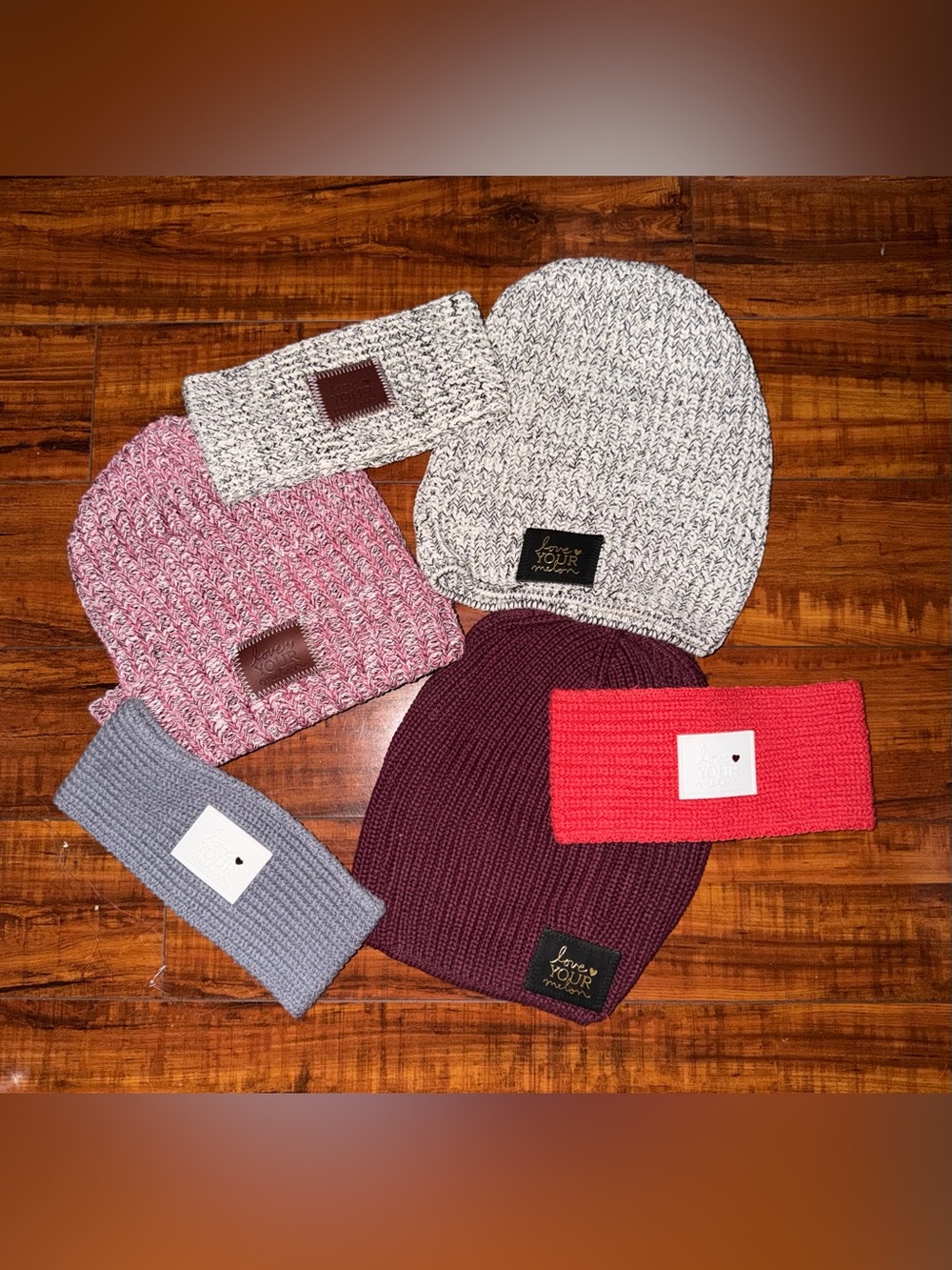 Love Your Melon Adult Beanie & Headband Set - Burgundy, Pink, Gray, Cream, Red